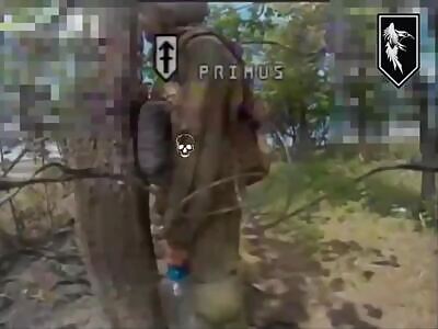 Russian Soldier Talking to a Tree Interrupted by FPV