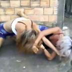 Girls fighting in the street