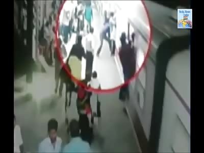 Man Falls Off Moving Train