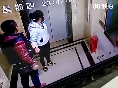 Drunk Man Kicking Elevator Door Falls Into the Shaft