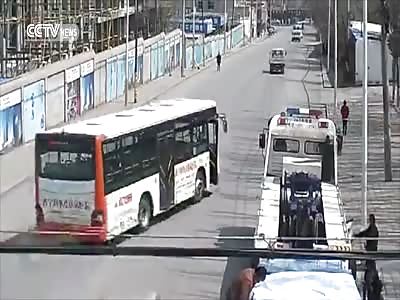 Out of Control Bus Hits People on the Street