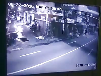 Out of Control Car Crashes Into a Man Sitting on a Parked Motorcycle