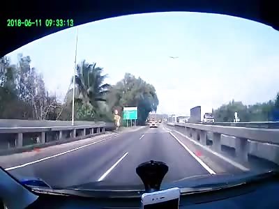Truck Tire Hits Motorcyclist