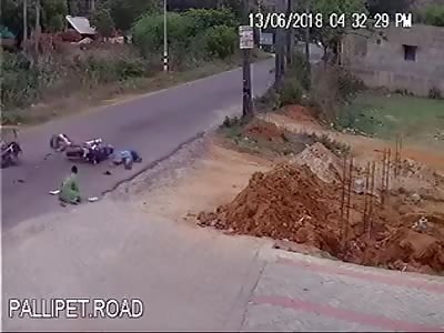 Bike vs Bike Head On Crash