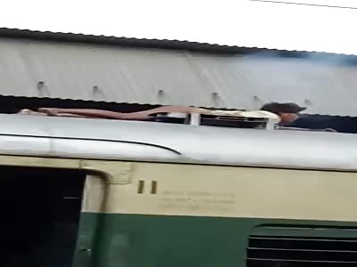 Man Burning on Top of a Train