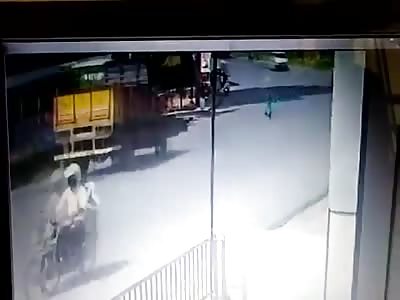 Impatient Woman Getting Run Over by Truck