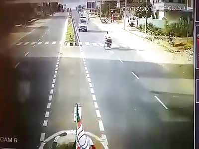 Careless Biker Gets Run Over 