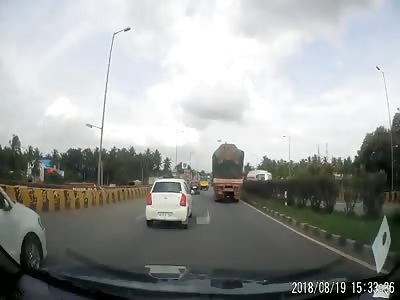 Freak Accident on Highway