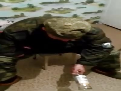 Drunk Russian Soldier's Antics