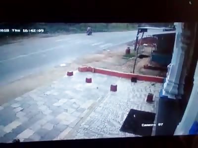 Man Crossing the Road Getting Hit by Speeding Car