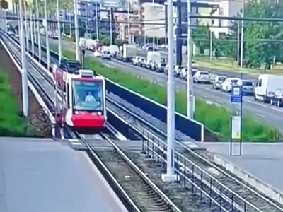 Cyclist Vs Tram . Fatal Accident in Ostrava