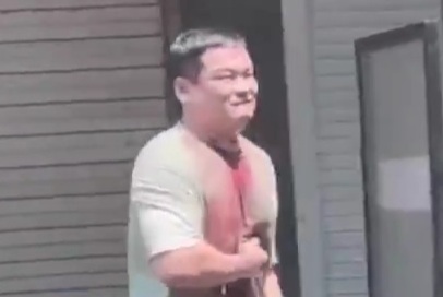 Dude Stabs Himself and Slits his own Throat.