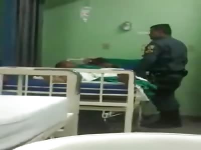 police beat sick patient in a hospital