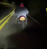 Crotch rocket meets ambulance head on.