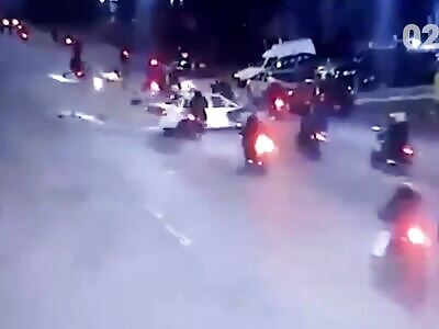 One Died After Car Plows Into Group Of Bikers Going Wrong Way
