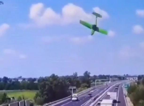 BREAKING A plane crashed directly onto a highway near Brescia, Italy, 