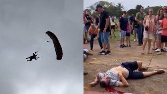 Looks like its his last parachute jump