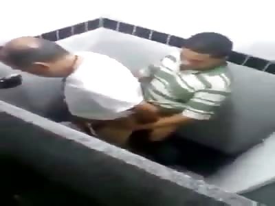 2 guys caught having sex in public restroom  