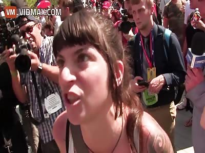 Derranged Democrat at RNC Goes Nuts When No One Joins her Rally, Almost Beats up Reporter