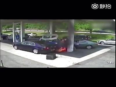 Out Of Control Car hits Gas Station