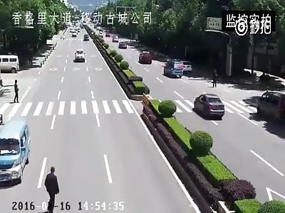 old man crossing road hit by car