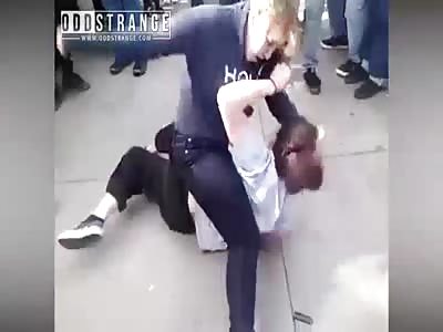 Girl gets beaten very bad and her man jumps in