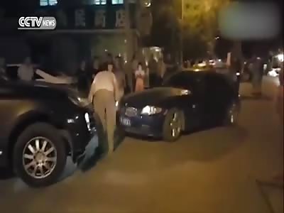 Female driver ploughs into a man after street wrangle