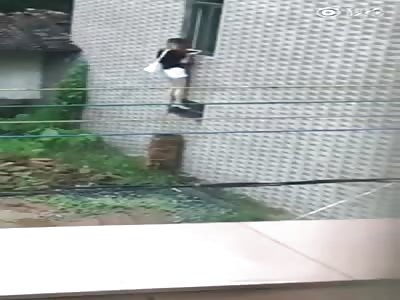 Girl gets hurt in crotch after falling off window
