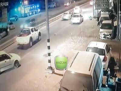 Shocking moment a man is run over by car