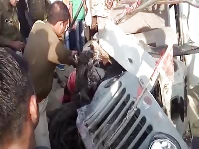 dead man trapped in mangled car
