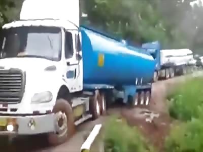 Petrol Tanker Overturns In Front Of Eco Protesters