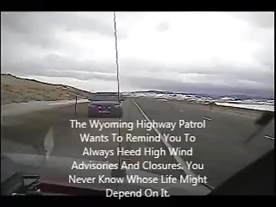 Strong Wind Blows Truck Onto Cop Car