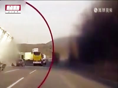 Truck on highway amazing save