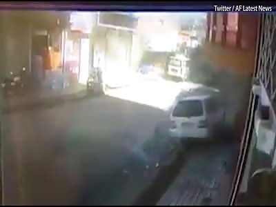 Moment suicide car bomb goes off causing panic in Kabul