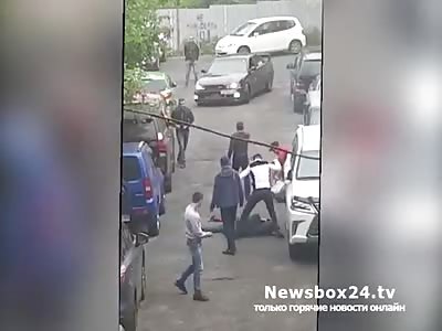 A brutal mass brawl with shooting russian gang