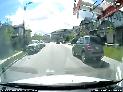 Heart stopping dashcam of moment child runs in front of van