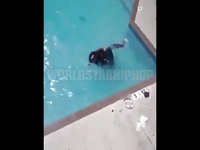 High Tide: Two Chicks Go At It In The Pool Throwing Hands! 