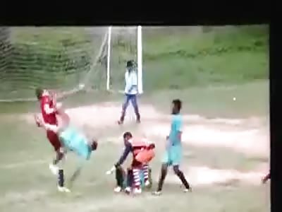 Soccer Player Delivers Brutal Flying Dropkick On Opponent