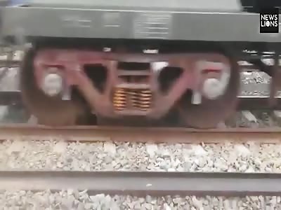 Heart-stopping moment a man was run over by a heavy good train