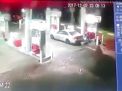Moment out of control lorry ploughs into a petrol station