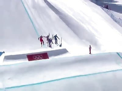 Canadian Skier is left badly injured after he loses control and performs a horror BACK FLIP 