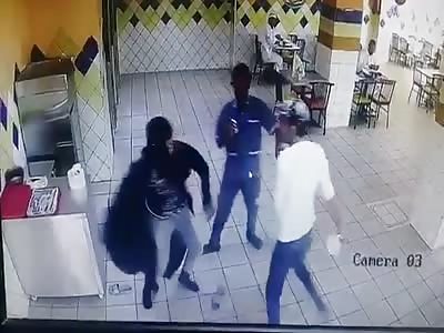 Woman delivers flying kicks to unsuspecting customer