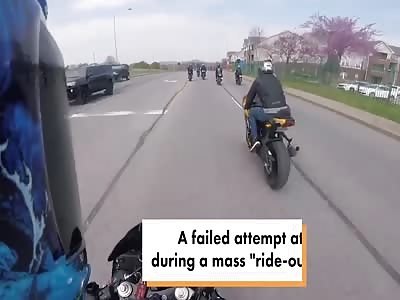 Failed motorcycle stunt sends the rider flying 