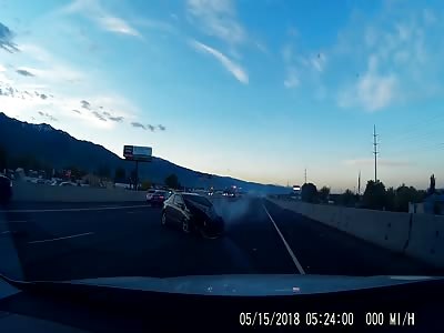 Car Crashes into Truck During High Speed Pursuit