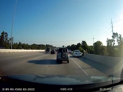 Out of Control Vehicle Crashes into Cars on Shoulder
