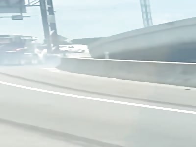 Huge Semi Drags Mercedes on Highway