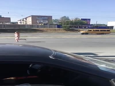 Russian girl runs naked
