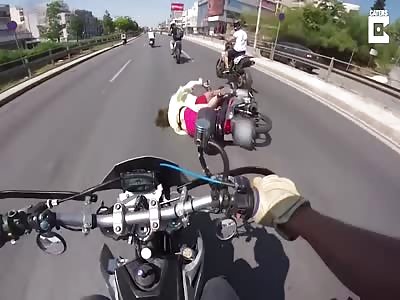 Shocking Motorbike Crash On Dual Carriageway