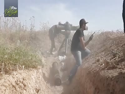 Destroying vehicle of Syrian regime with an anti-tank missile