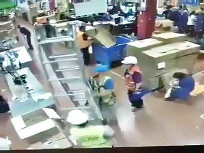 Ladder Falls onto a Female Worker after Maintenance Workers Moved It